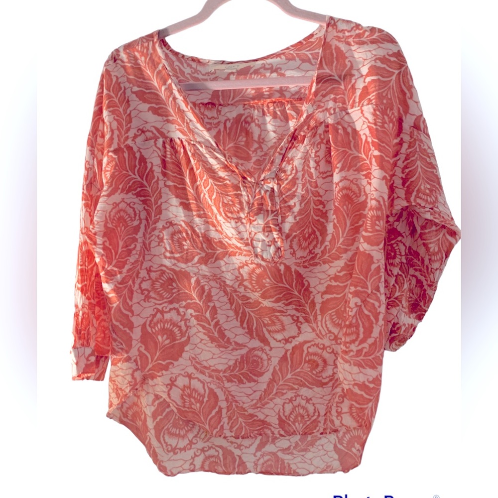 Coral and white blouse